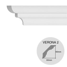 Moldura decorativa techo pared EPS Tecnomold Verona 2 interior 60mm x 60mm x 1000mm pack x 5u