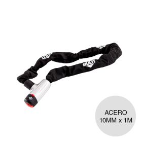 Cadena maxima seguridad acero c/llave 10mm x 1m