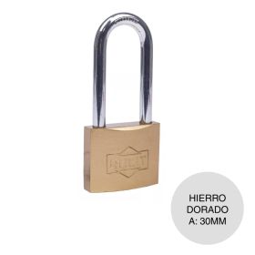 Candado hierro dorado aro largo 30mm
