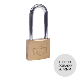 Candado hierro dorado aro largo 40mm