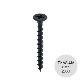 Tornillo autoperforante Tel-Dry T2 punta aguja 6 x 1" caja x 200u