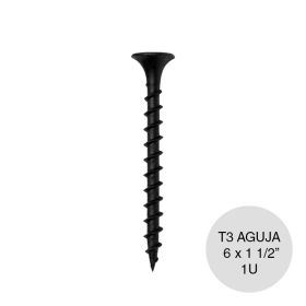Tornillo autoperforante T3 punta aguja Solidtex 6 x 1½"