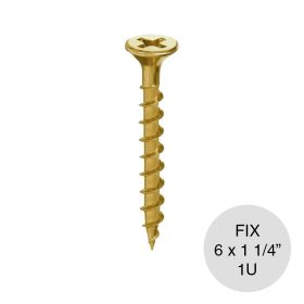Tornillo autoperforante Tel-Fix 6 x 1 1/4" dorado