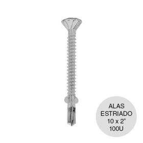 Tornillo autoperforante Tel-Alas estriado 10 x 2" caja x 100u