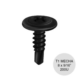 Tornillo autoperforante Tel-Dry T1 punta mecha 8 x 9/16" negro caja x 200u