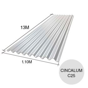 Chapa sinusoidal acanalada cincalum techos C25 13m x 1.1m x 0.5mm