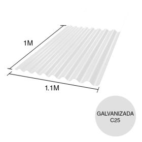 Chapa sinusoidal acanalada galvanizada techos C25 prepintada blanco 1m x 1.1m x 0.5mm