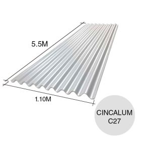 Chapa sinusoidal acanalada cincalum techos C27 5.5m x 1.1m x 0.4mm