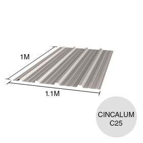 Chapa trapezoidal T1010 cincalum techos C25 1m x 1.1m x 0.5mm