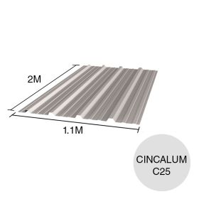 Chapa trapezoidal T1010 cincalum techos C25 2m x 1.1m x 0.5mm