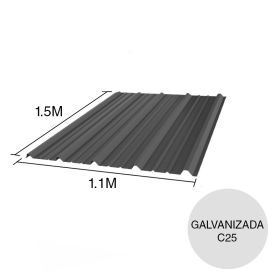 Chapa trapezoidal T1010 galvanizada techos C25 prepintada gris 1.5m x 1.1m x 0.5mm