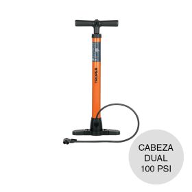 Inflador manual c/manguera cabeza dual acero 100psi
