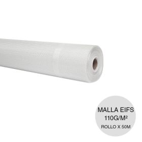 Malla refuerzo revestimientos sistema EIFS fibra vidrio exterior 110g/m² grilla 10x10 rollo x 1000mm x 50m