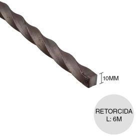 Barra cuadrada retorcida herreria acero laminado en caliente 10mm x 10mm x 6m
