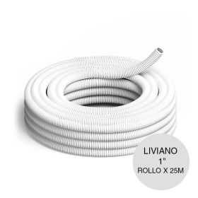Caño corrugado liviano PVC flexible instalaciones electricas 1" rollo x 25m