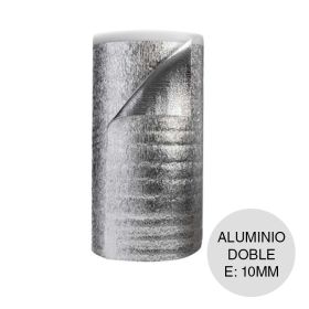 Aislante termico hidrofugo espuma polietileno aluminio puro doble 10mm x 1m x 20m rollo 20m²