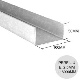 Perfil U acero galvanizado estructuras metalicas 100mm x 50mm x 6m x 2.5mm