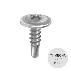 Tornillo autoperforante T1 punta mecha 6 x 1" caja x 200u