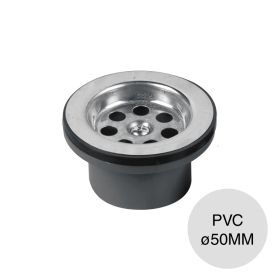 Sopapa PVC reja accesorio pileta acero ø 50mm
