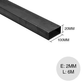 Caño rectangular estructural acero 2.00mm tubo 20mm x 100mm x 6m