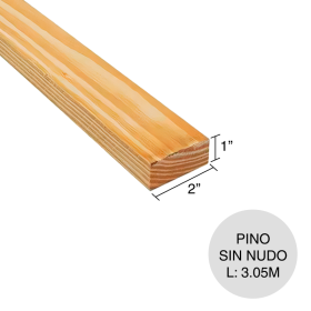 Clavadera pino eliotis sin nudo 1'' x 2'' x 3.05m