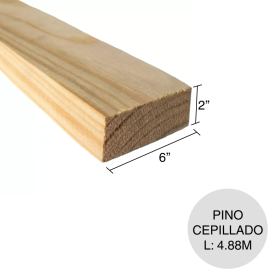 Tirante de pino cepillado 2'' x 6'' x 4.88m