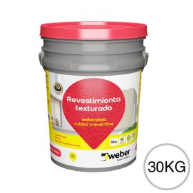 Revestimiento plastico texturado Weberplast RTF fino blanco balde x 30kg