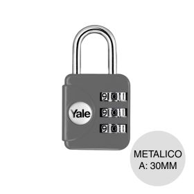 Candado clave combinacion YP1 3 digitos metalico gris 30mm