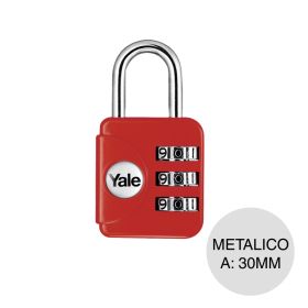 Candado clave combinacion YP1 3 digitos metalico rojo 30mm