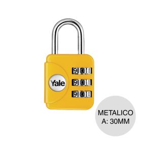Candado clave combinacion YP1 3 digitos metalico amarillo 30mm