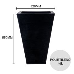 Maceta conica 46l Zurique Grafiato polietileno negro 320mm x 320mm x 550mm