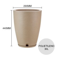 Maceta conica 30l Amsterdam Grafiato polietileno simil piedra beige ø 290mm x 440mm