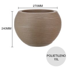 Maceta redonda 15l Florencia Sisal polietileno simil piedra beige ø 270mm x 240mm