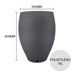 Maceta redonda 76l Florencia Sisal polietileno simil piedra grafito ø 350mm x 600mm