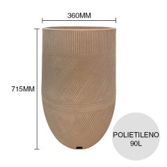 Maceta conica 90l Argos polietileno simil piedra beige ø 360mm x 715mm