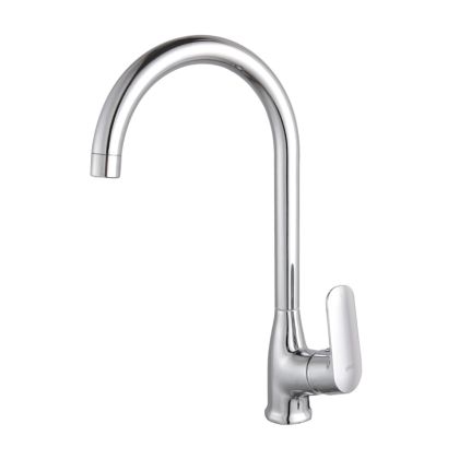 Griferia cocina metalica Amur pico flexible sobremesada monocomando cromo brillante