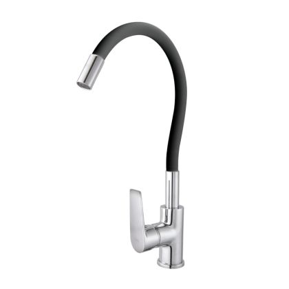 Griferia cocina metalica Amur pico flexible giratorio sobremesada monocomando negro