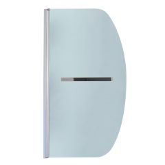 Mampara baja rebatible curva bañera alumino c/barral toallero vidrio templado esmerilado 5mm x 900mm x 1.4m