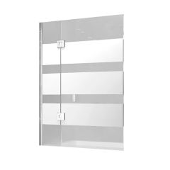 Mampara baja rebatible bañera aluminio vidrio templado transparente c/paño fijo bandas 5mm x 1m x 1.4m