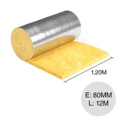 Lana de vidrio Micro Aire® Rigid Roll Alu 80mm x 1.2m x 12m x 14.4m2