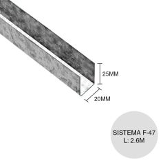 Perfil u 25/20 cielorraso/revestimiento semi-directo galvanizado sistema F-47 20mm x 25mm x 2600mm