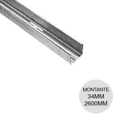 Perfil construccion seco montante 34 / 35 galvanizado moleteado 0.52mm x 34mm x 2600mm