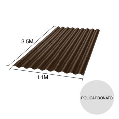 Chapa acanalada policarbonato fume 3.5m x 1.1m x 0.8mm