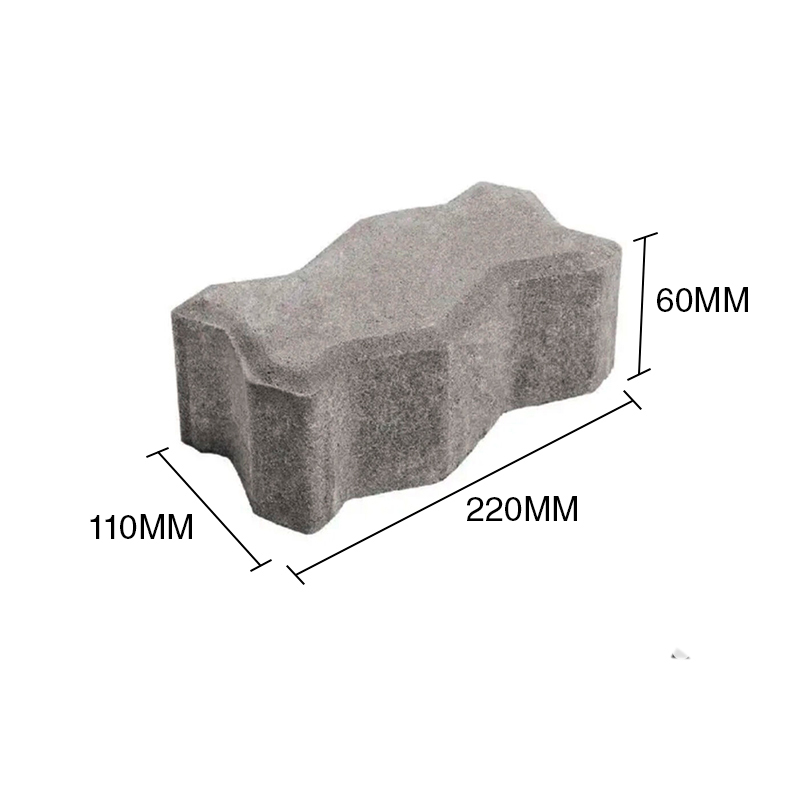 Adoquin intertrabado Unikret hormigon gris 60mm x 110mm x 220mm