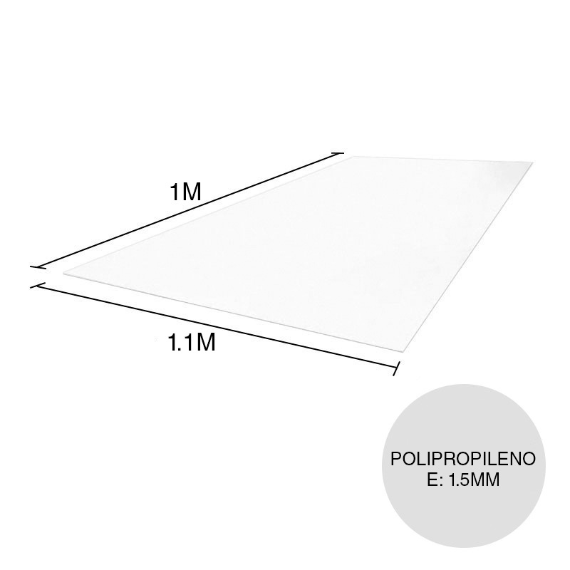 Chapa lisa reforzada polipropileno blanca 1m x 1.1m x 1.5mm