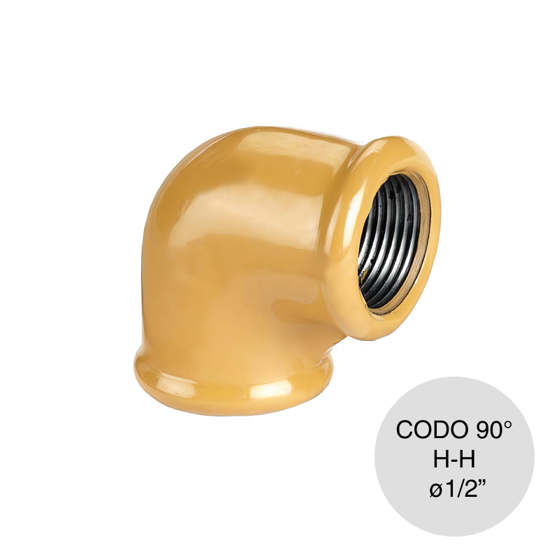 Codo 90° Hembra-Hembra Epoxi gas union rosca ø 1/2"
