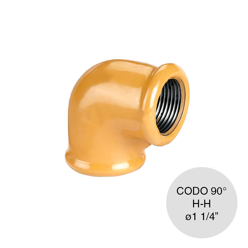 Codo 90° Hembra-Hembra Epoxi gas union rosca ø 1 1/4"