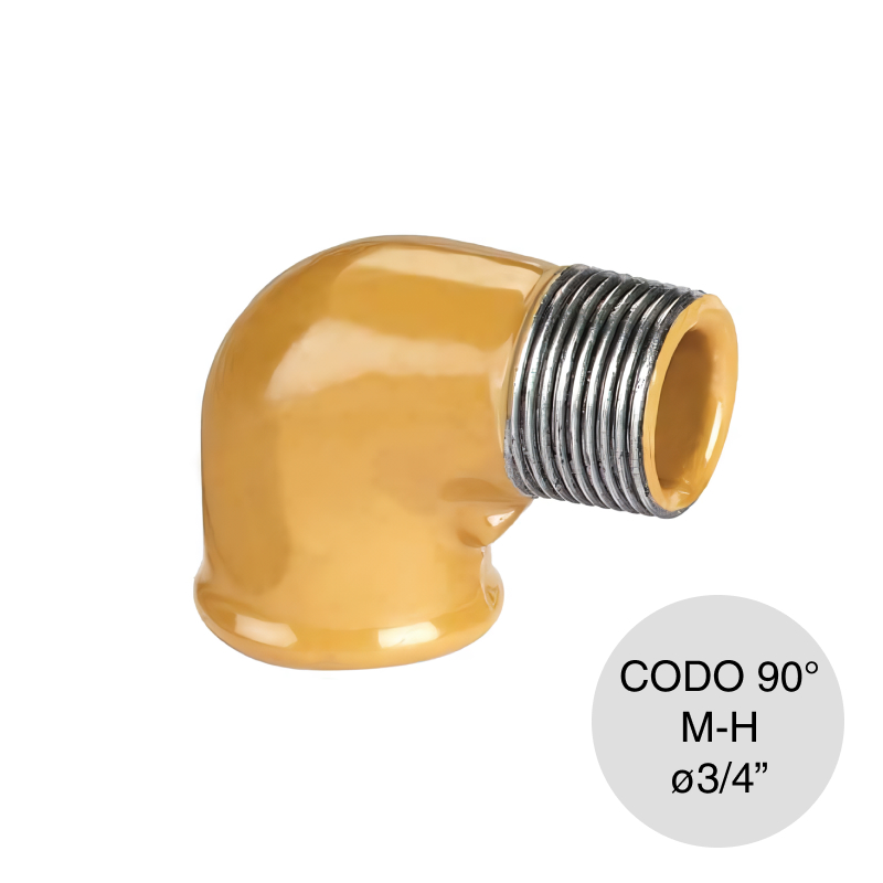 Codo 90° Macho-Hembra Epoxi gas union rosca ø 3/4"