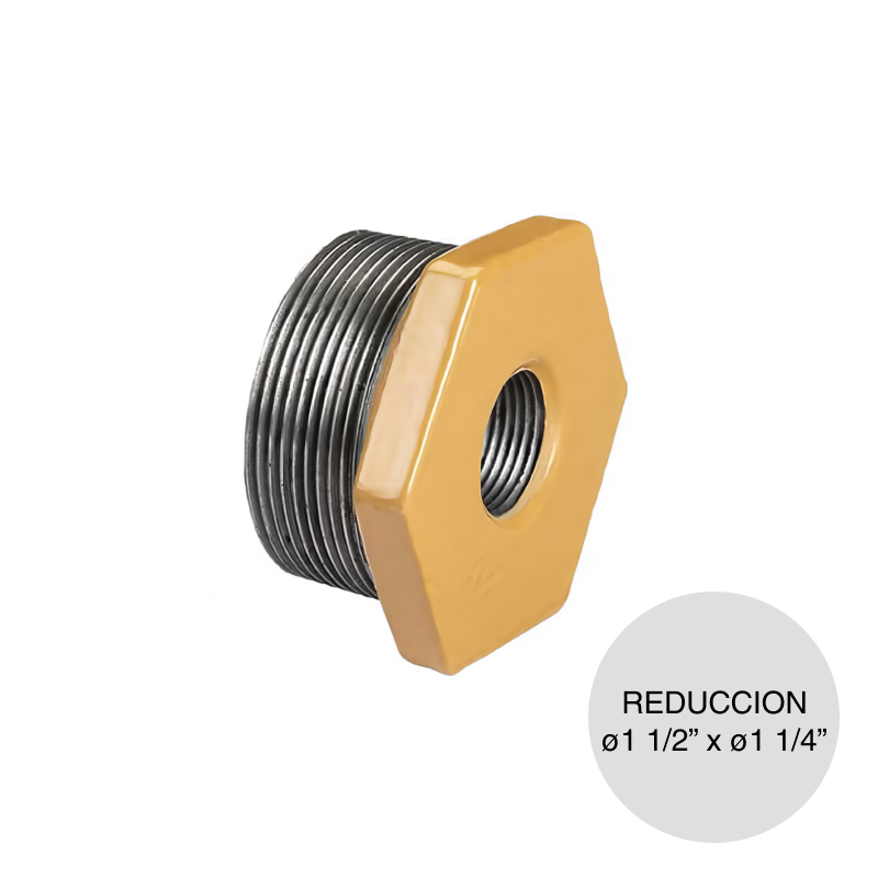 Buje reduccion Epoxi gas union rosca ø 1 1/2" x ø 1 1/4"