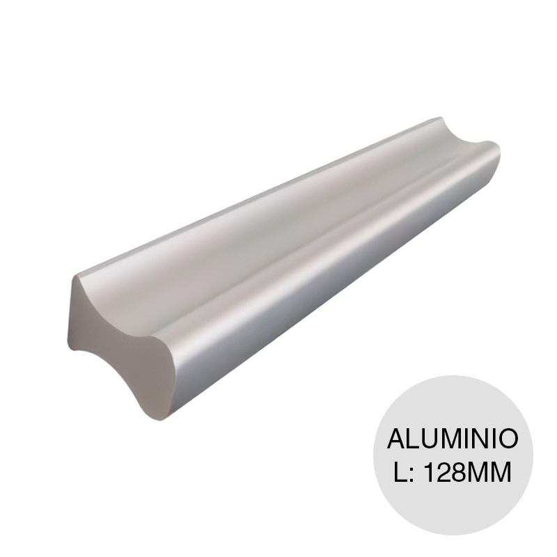 Manija p/muebles Bergamo aluminio anodizado natural 128mm